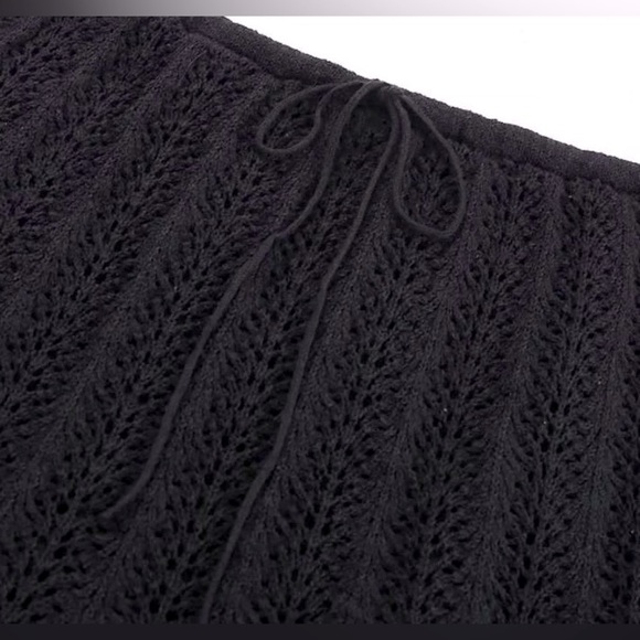 Zara Black Knit Crochet Woven Ruffle Skirt - Picture 7 of 9